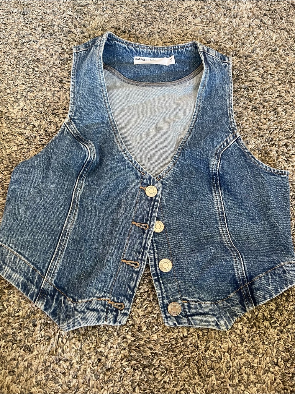 Garage Denim Blue Button-Front Vest